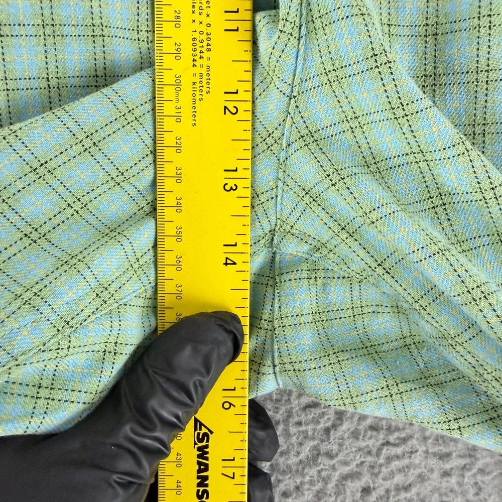 Obey Plaid Pleated Pants Mens 36 Green Blue Skate Streetwear Wide Leg Trousers